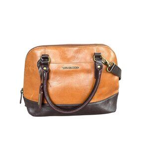 Tignanello 2 Tone Brown Satchel Handbag With Shoulder Strap